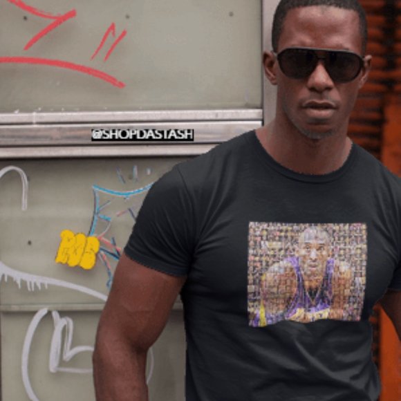 KOBE BRYANT COLLAGE 24 BLACK MAMBA TSHIRT CUSTOM - Picture 2 of 2